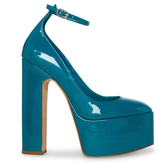 NWT Platform Skyrise Madden Pumps Block Heel Platforms Teal Blue Heels